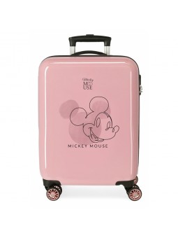 Maleta infantil pequeña dura y resistente Disney Mickey Outline rosa