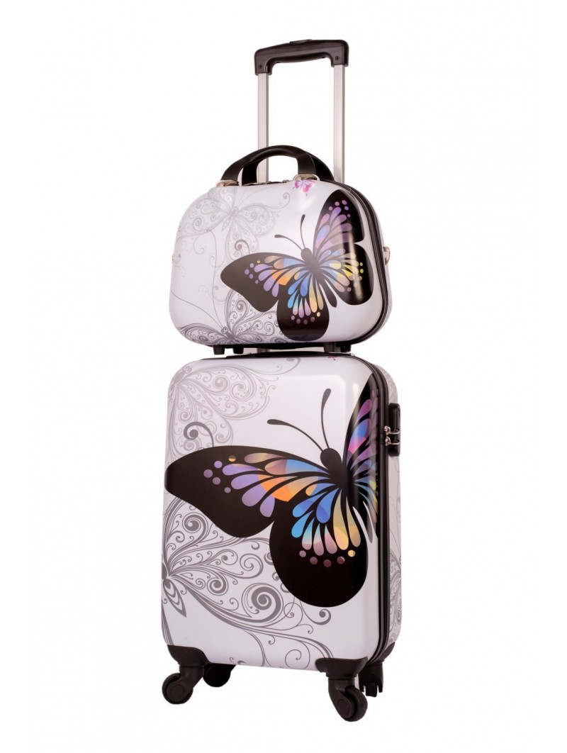 Set maleta pequeña + neceser + MP3 Mariposas